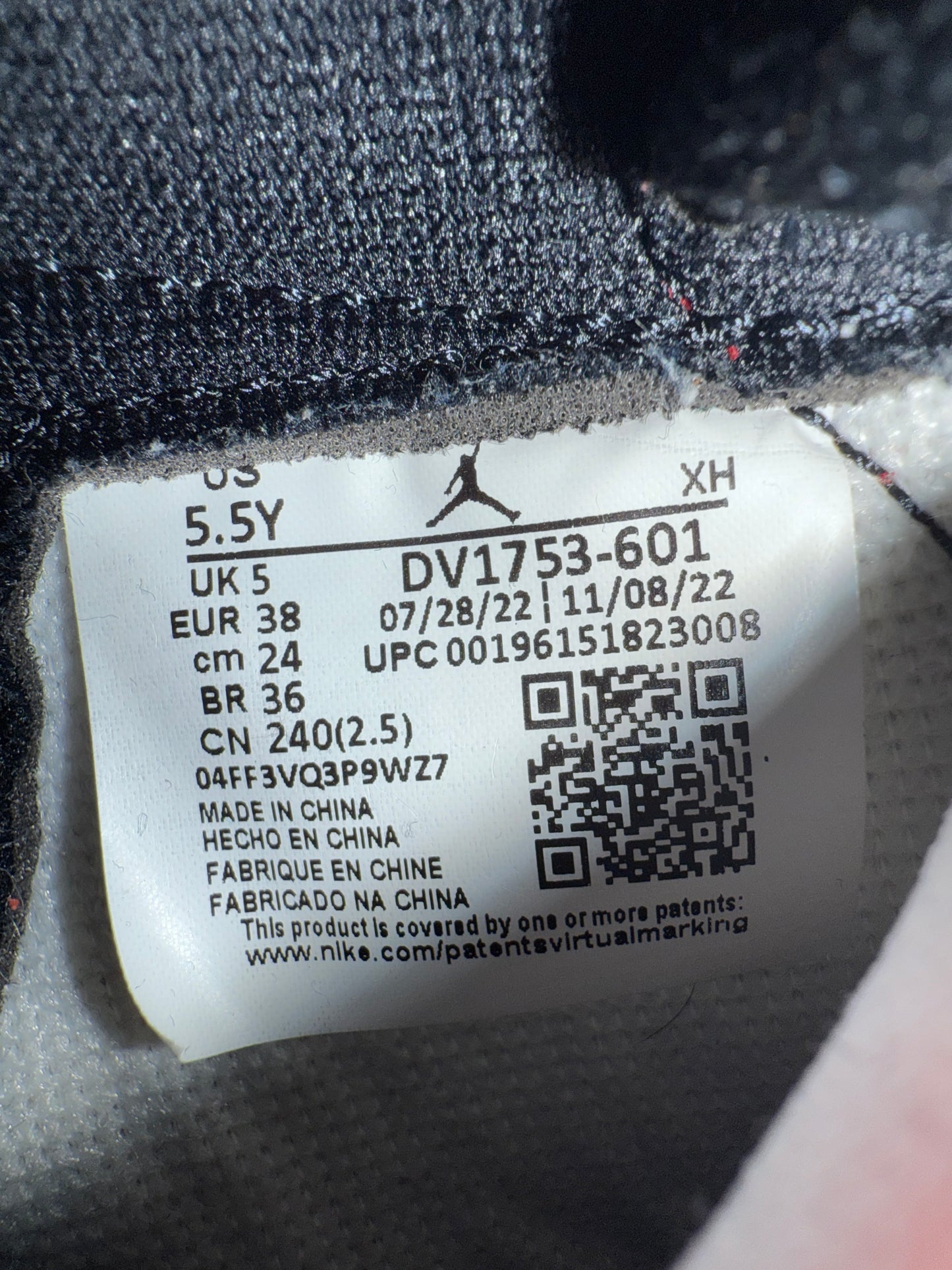 2023 SIZE 5.5Y JORDAN 1 RETRO HIGH OG SPIDER-MAN ACROSS THE SPIDER-VERSE (GS) (PRE-OWNED NO BOX)