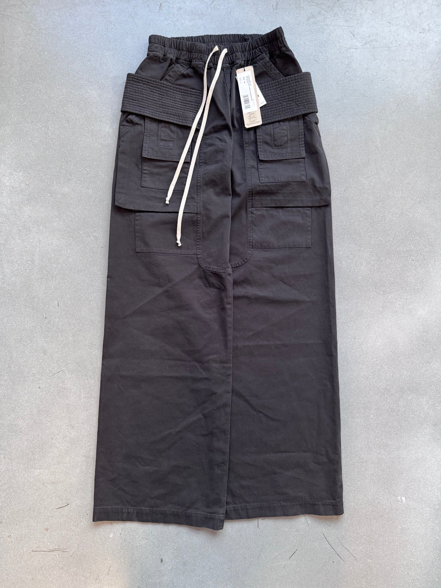 RICK OWENS DRKSHDW CREATCH WIDE CARGO DRAWSTRING PANTS - BLACK (XS) (NEW WITH TOTE)
