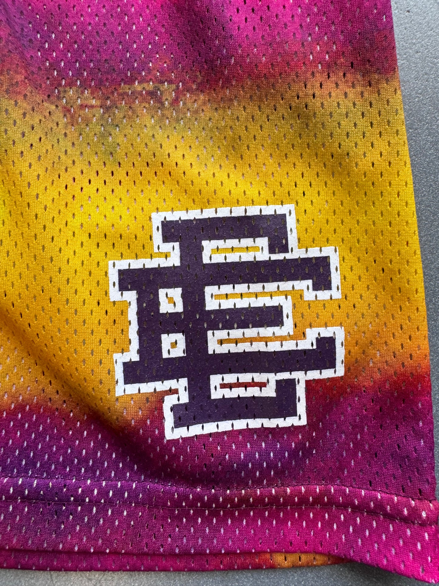 ERIC EMANUEL EE PURPLE/YELLOW/ORANGE STRIPE SHORTS
