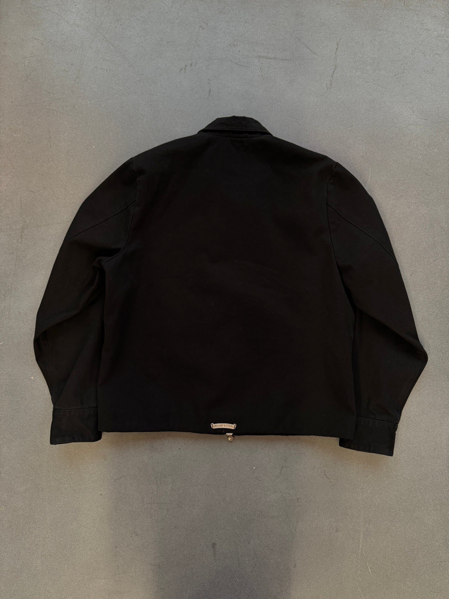 CHROME HEARTS "STREET MEAT" 100% COTTON CANVAS BLACK ZIP-UP JACKET (L)
