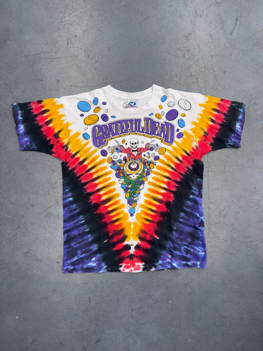 1992 LIQUID BLUE GRATEFUL DEAD LAS VEGAS SKELETONS TIE DYE GAMBLING TEE