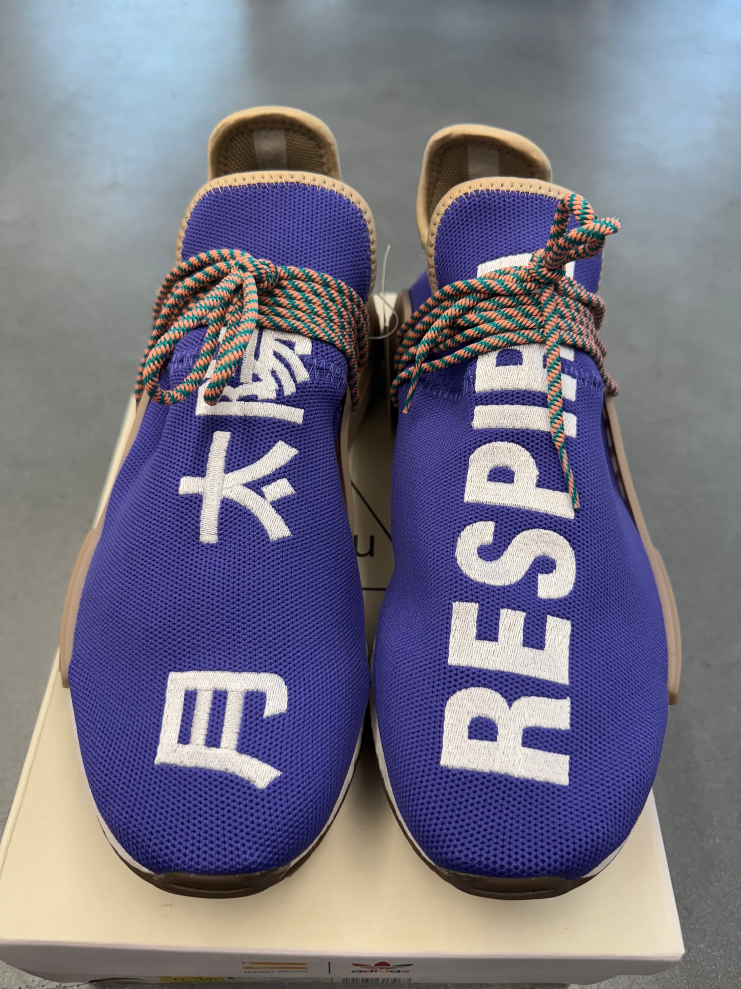 SIZE 11 ADIDAS NMD HUMAN RACE PHARRELL RESPIRA PURPLE (F&F) (BRAND NEW WITH BOX)