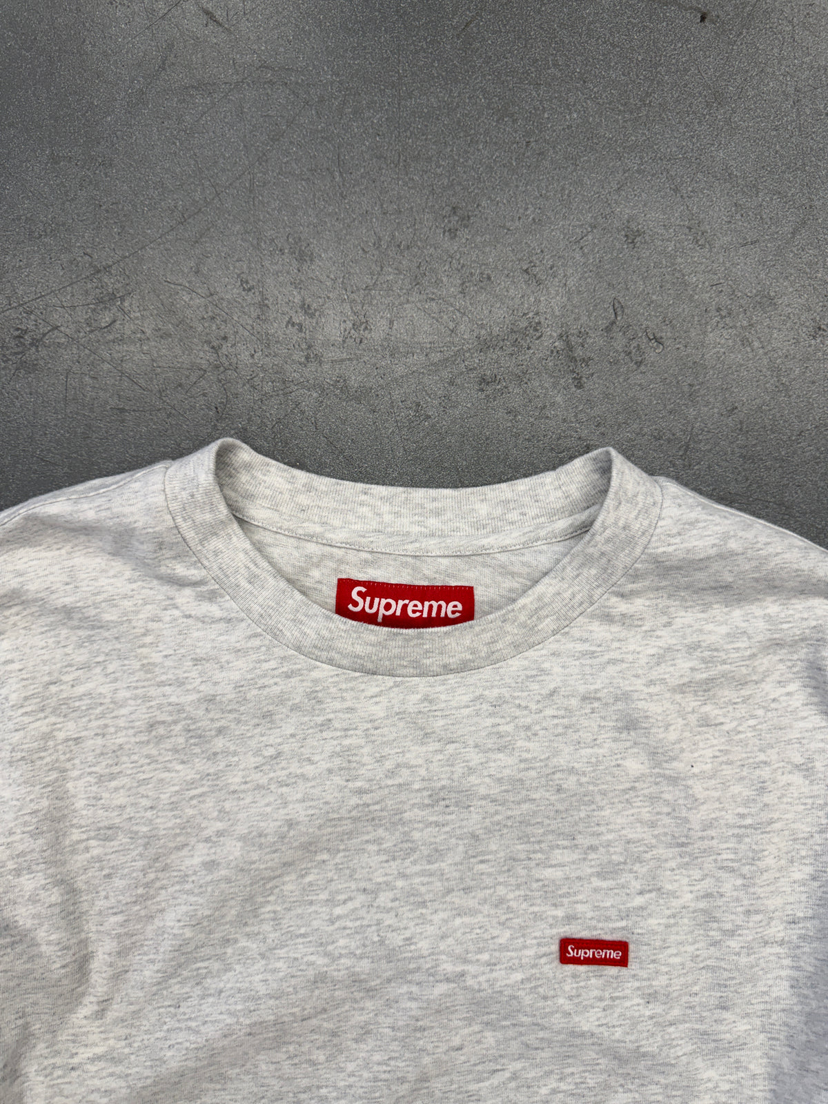 SUPREME SMALL BOX LOGO LONG SLEEVE TEE - HEATHER GREY