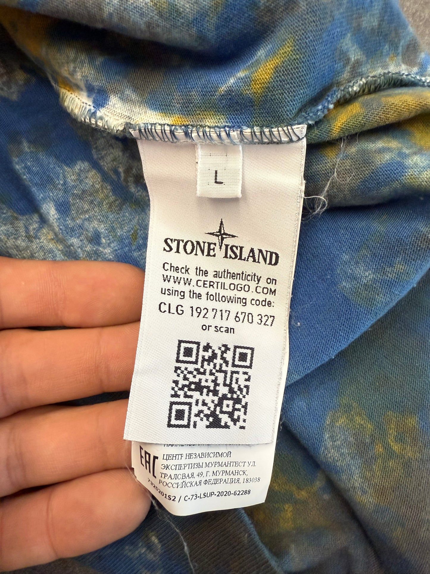 FW20 SUPREME STONE ISLAND EMBROIDERED LOGO S/S TOP - DARK BLUE (NWT)