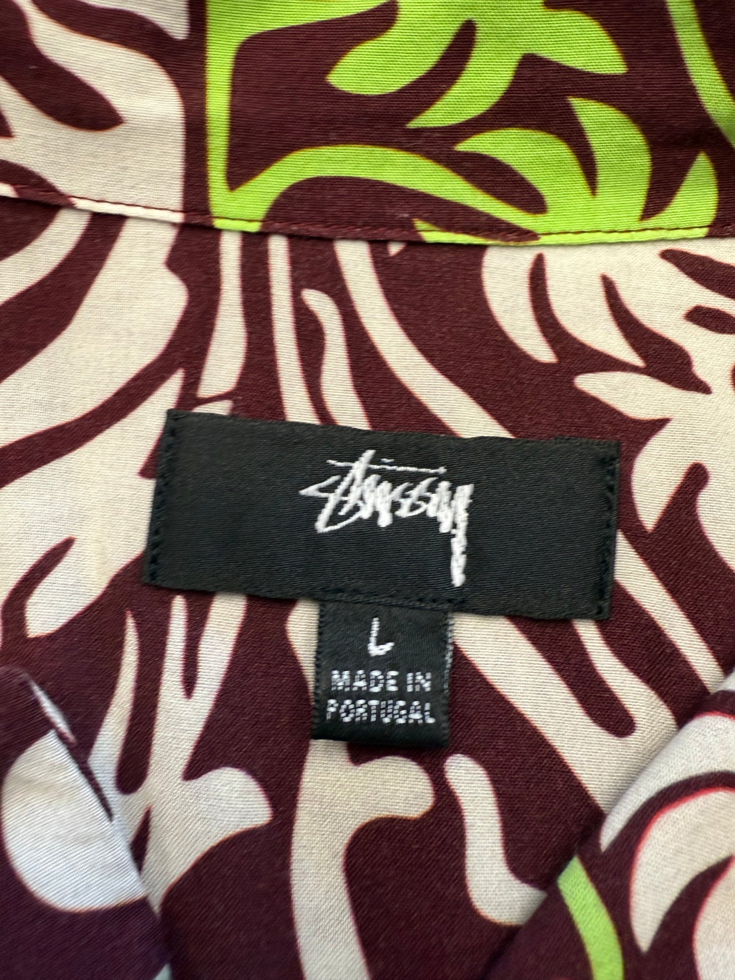STUSSY PSYCHADELIC PALM TREE BUTTON UP SHIRT