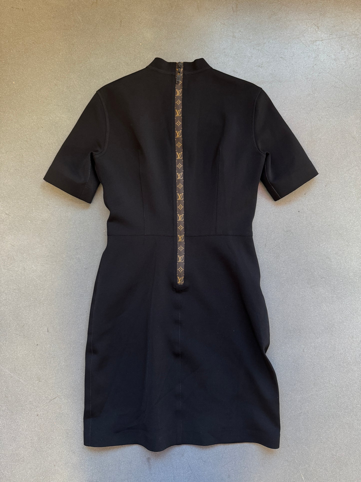 LOUIS VUITTON MONOGRAM PRINT ZIPPER ONE PIECE DRESS - SIZE 36 (PRE-OWNED WITH GARMENT PROTECTOR)