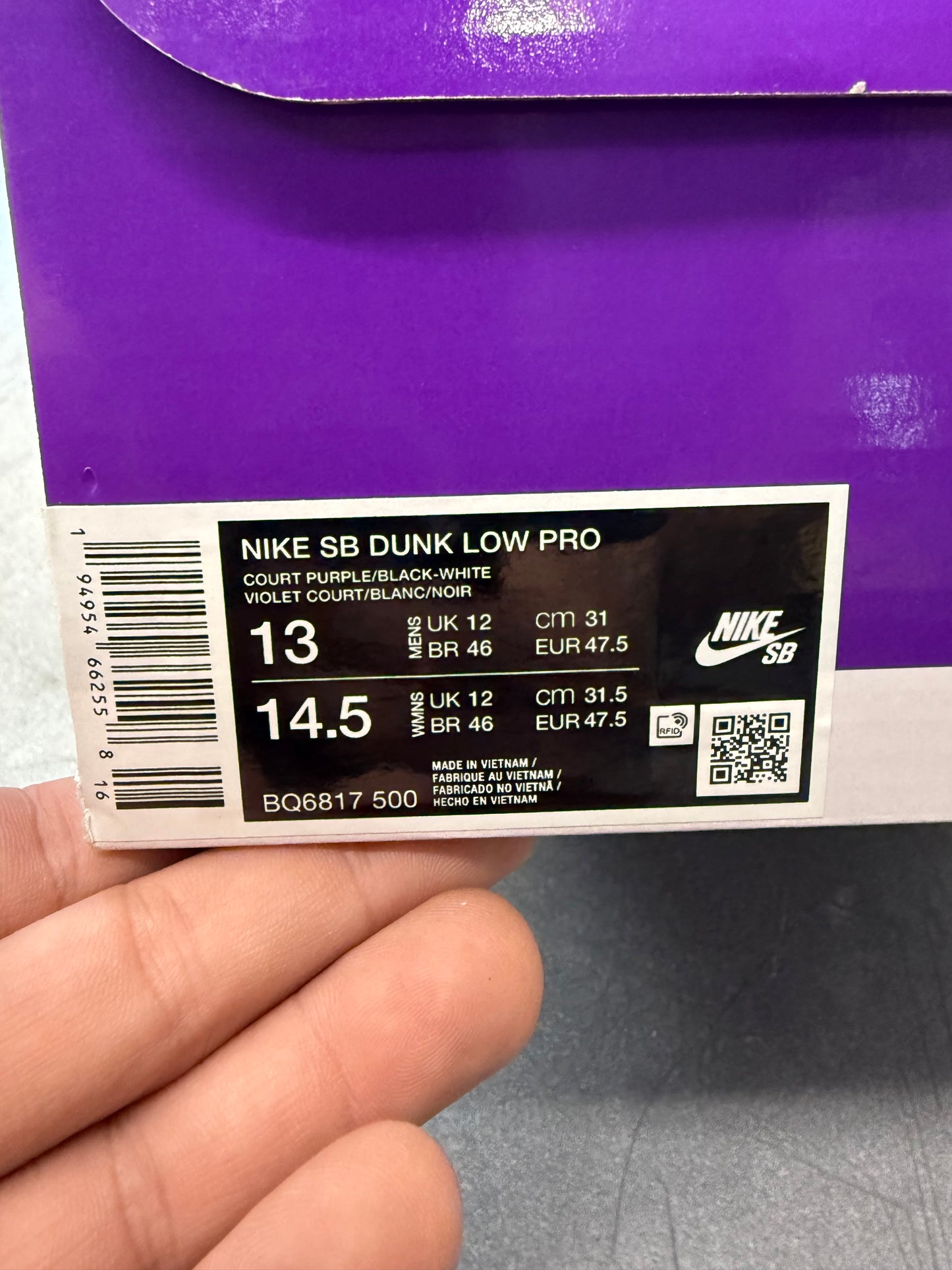 2024 SIZE 13 NIKE SB DUNK LOW COURT PURPLE