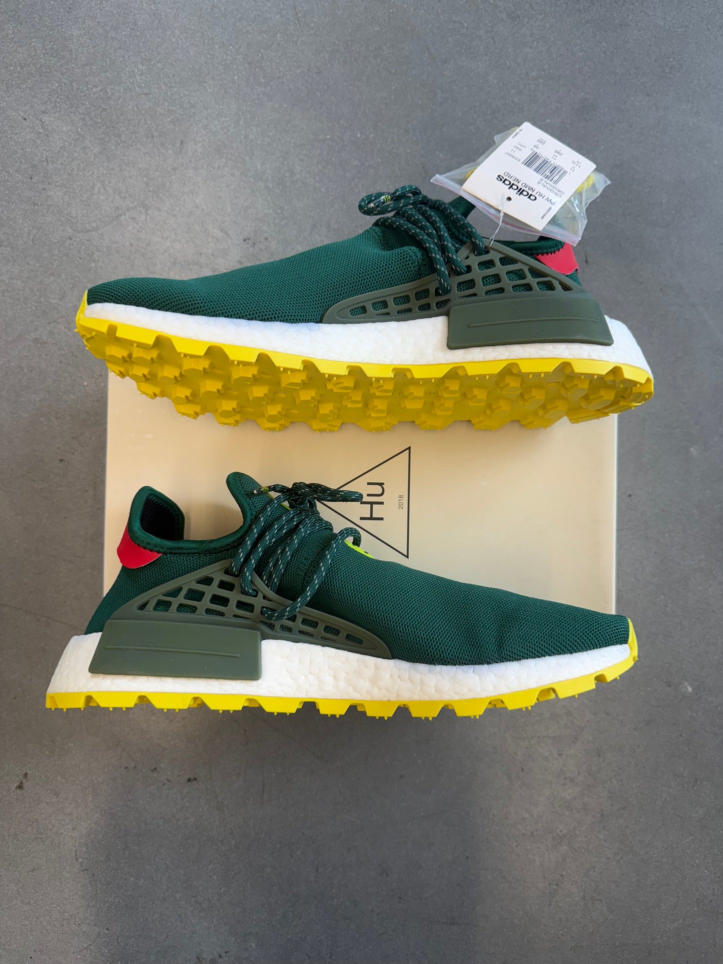 SIZE 11.5 ADIDAS NMD HU PHARRELL NERD GREEN YELLOW (BRAND NEW WITH BOX)