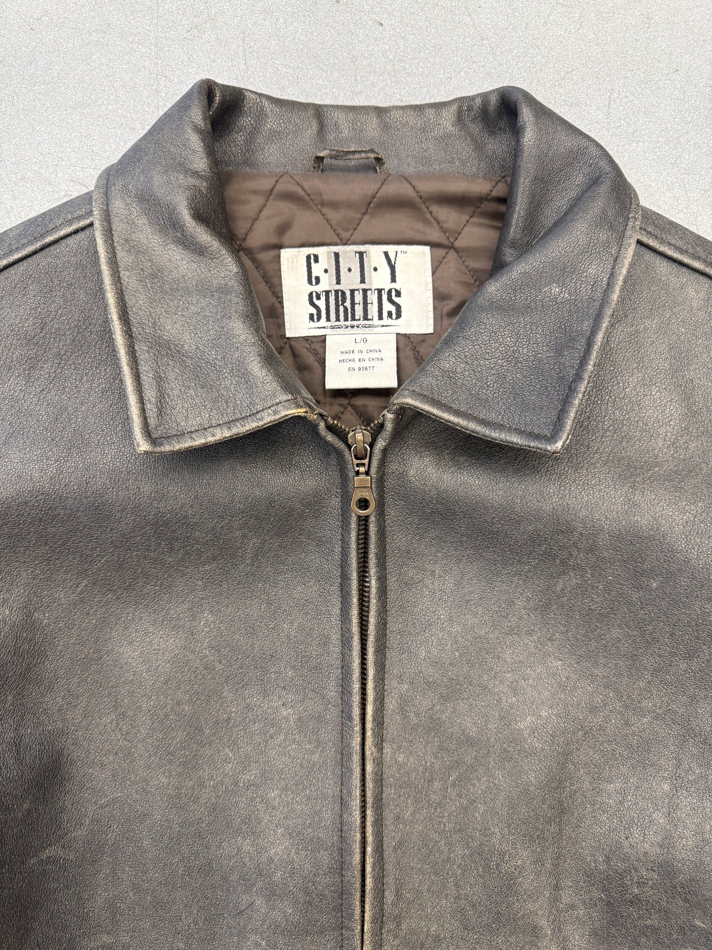 VINTAGE CITY STREETS 100% LEATHER JACKET (FADED)