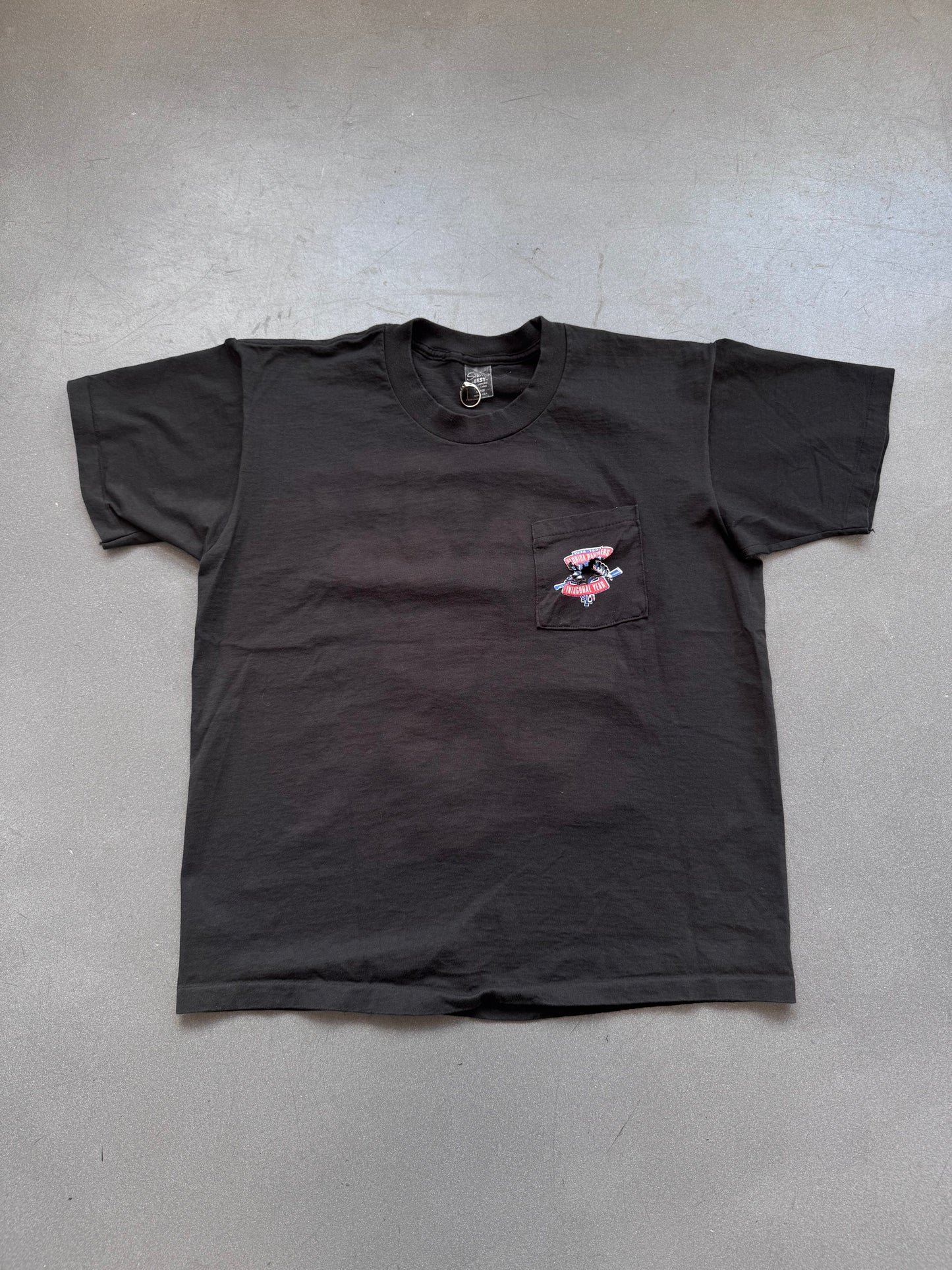 1994 FLORIDA PANTHERS "DANGEROUS ON ICE" INAUGURAL YEAR POCKET TEE (SHERRY'S BEST TAG)