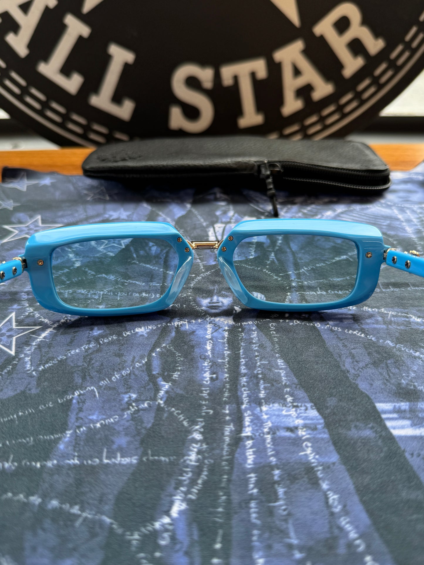 CHROME HEARTS ASSTRAVAGANT SUNGLASSES - BLUE/GOLD (WITH CLOTH AND CASE) - NEW