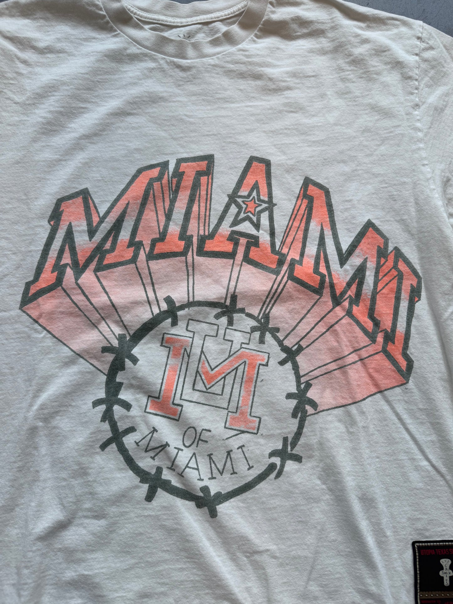 TRAVIS SCOTT X MITCHELL & NESS MIAMI HURRICANES HAND-DRAWN T-SHIRT