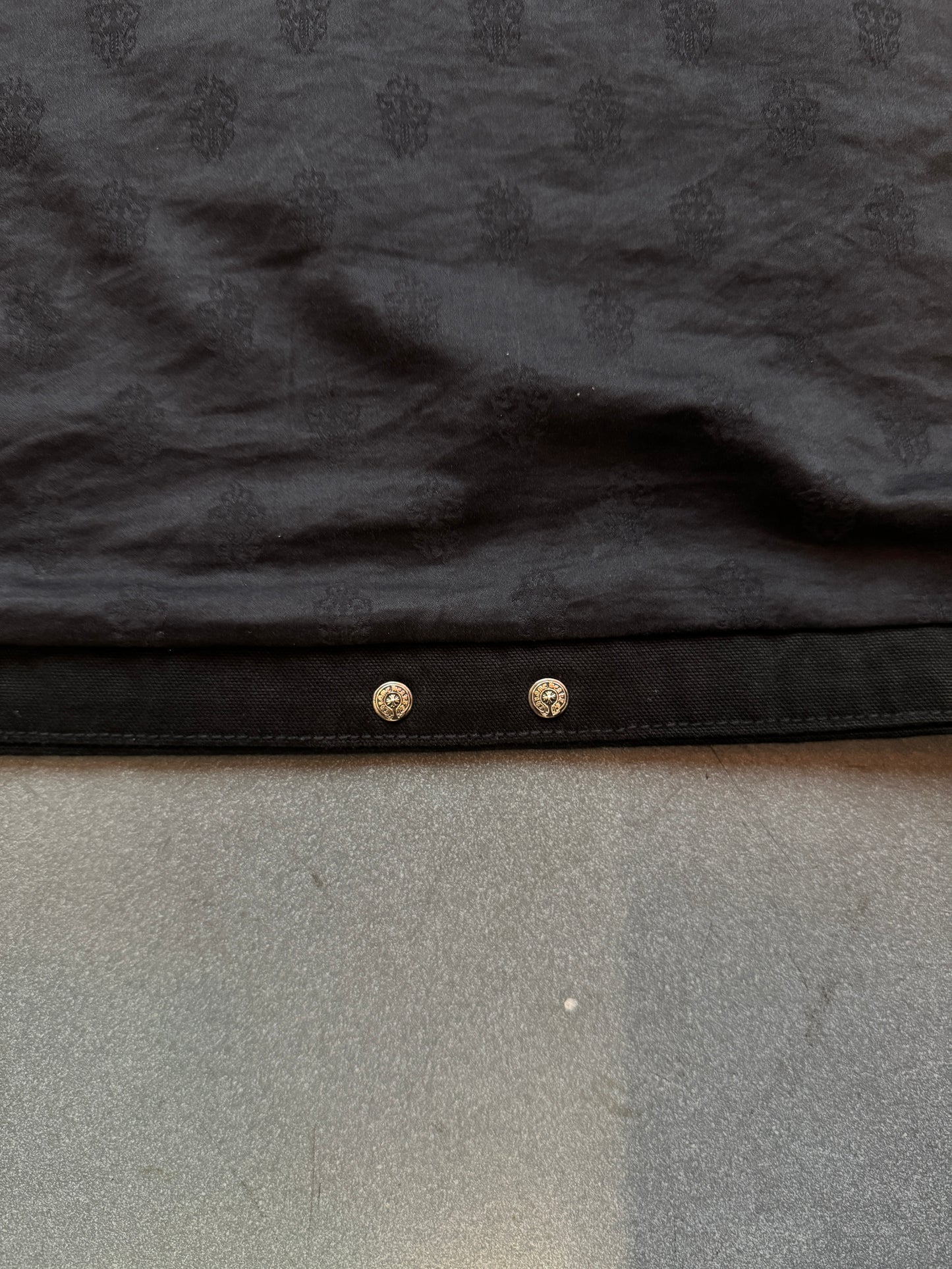 CHROME HEARTS "STREET MEAT" 100% COTTON CANVAS BLACK ZIP-UP JACKET (L)