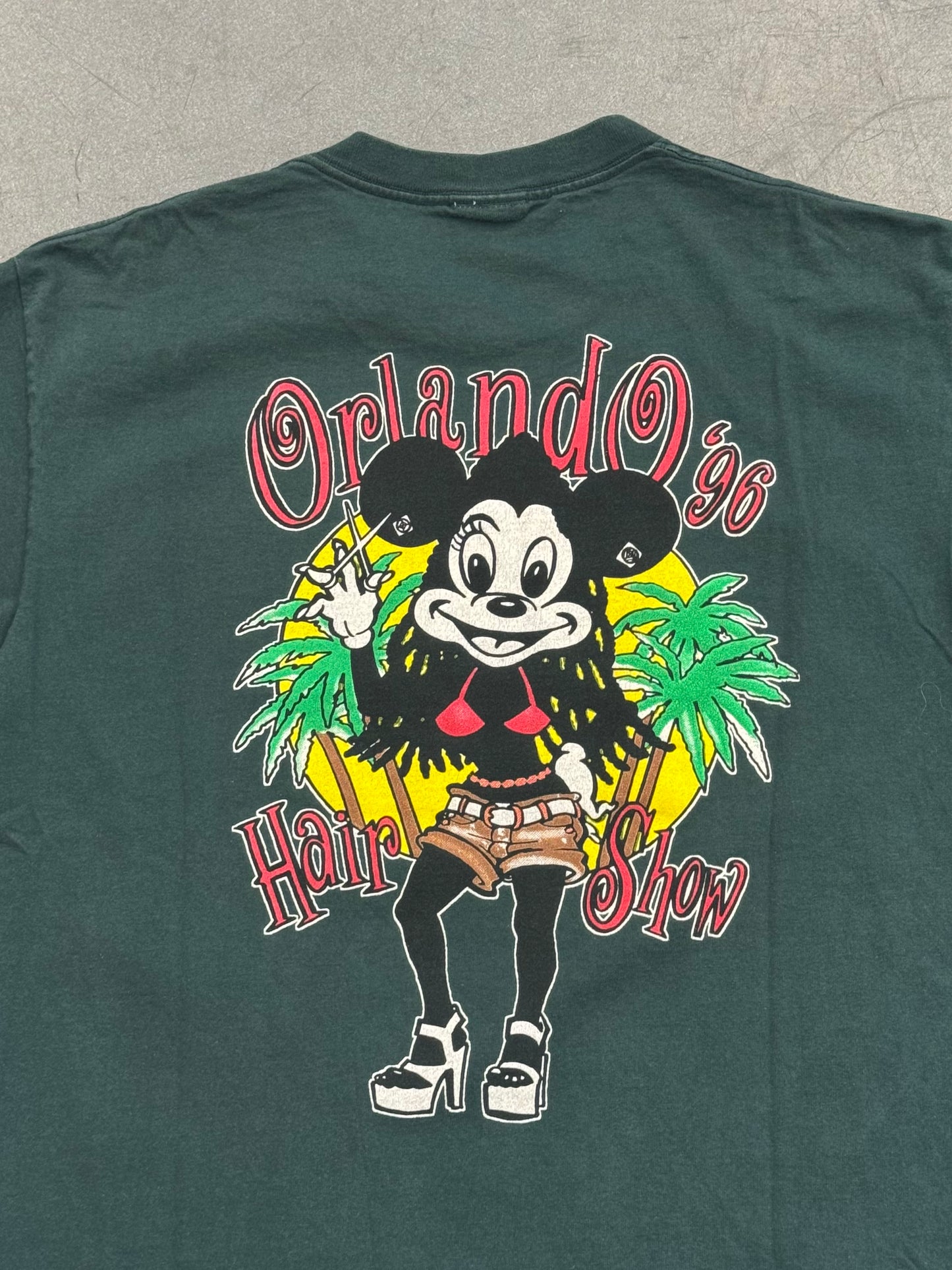 1996 THE HAIR SHOW ORLANDO, FLA. BOOTLEG MINNIE MOUSE COMIC STYLE TEE (CUT TAG)