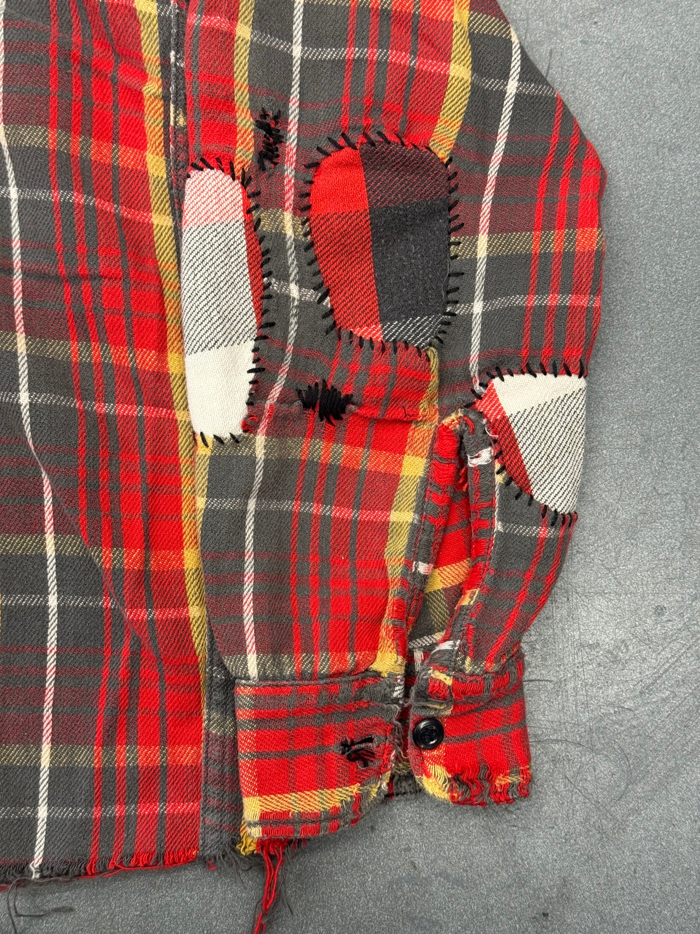 1960'S WASHINGTON "DEE CEE" REPAIRED FLANNEL SHIRT - RED