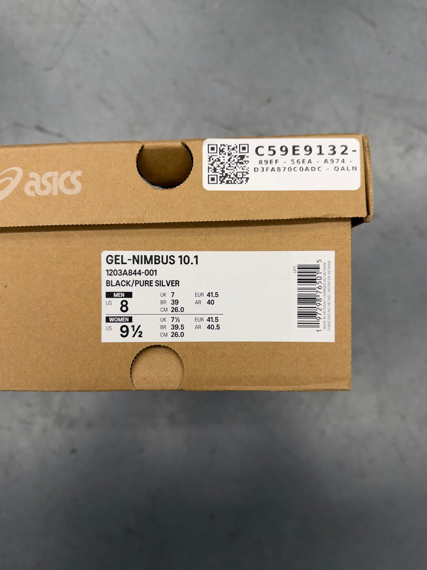 2025 ASICS GEL-NIMBUS 10.1 KITH BLACK PURE SILVER (W/BOX)