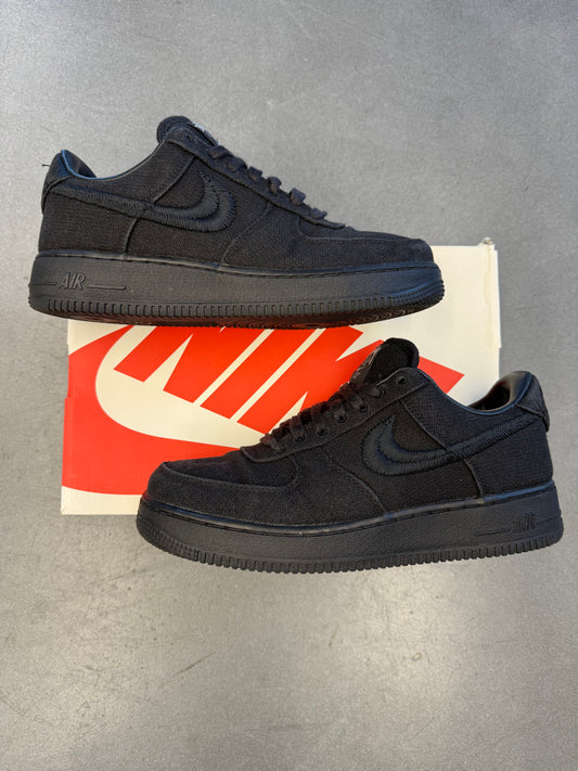 2020 SIZE 8 NIKE AIR FORCE 1 LOW STUSSY BLACK (PRE-OWNED WITH BOX)