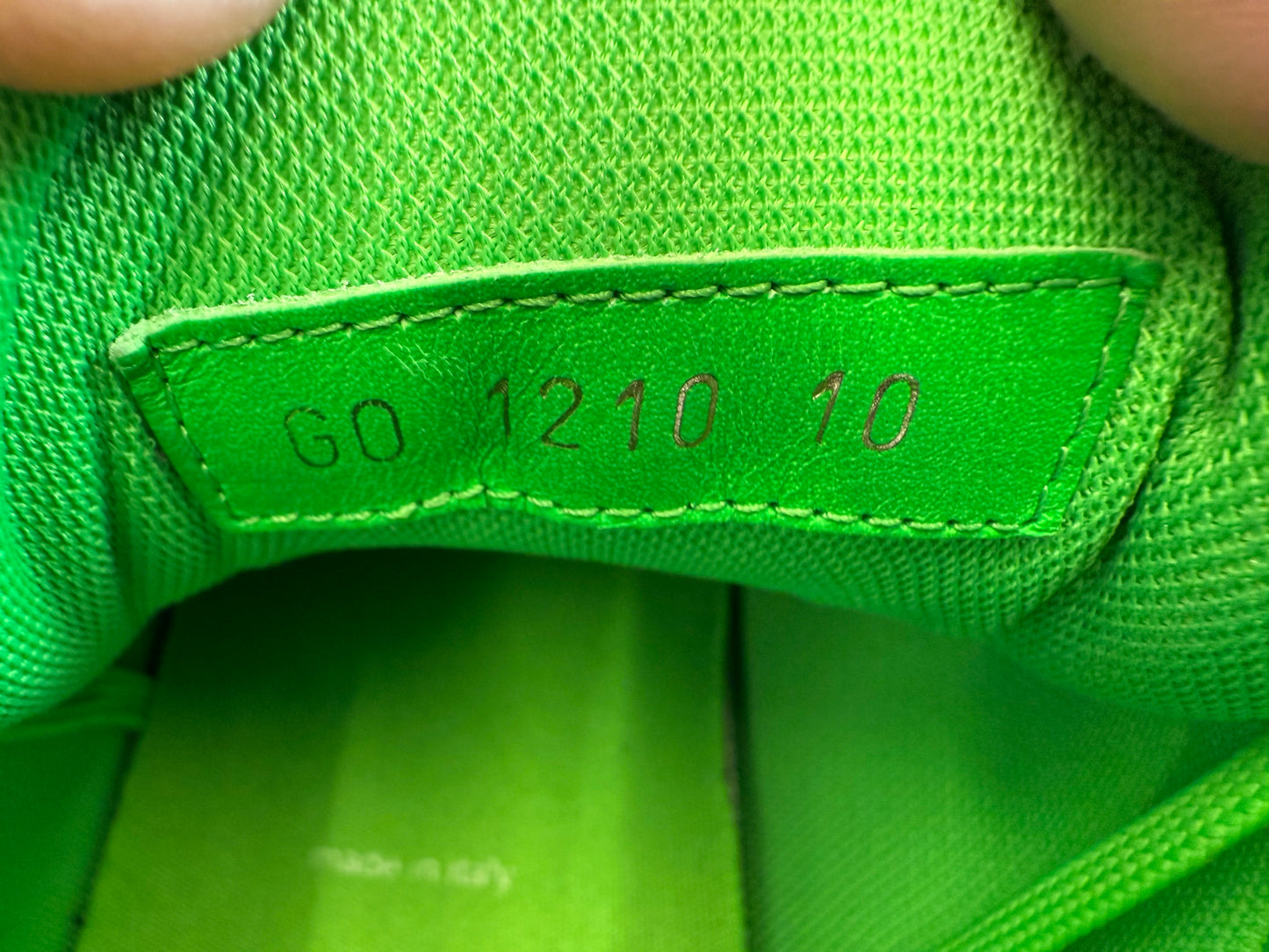 SIZE 10 LOUIS VUITTON LV TRAINER SNEAKER - FLUROESCENT GREEN (PRE-OWNED NO BOX)