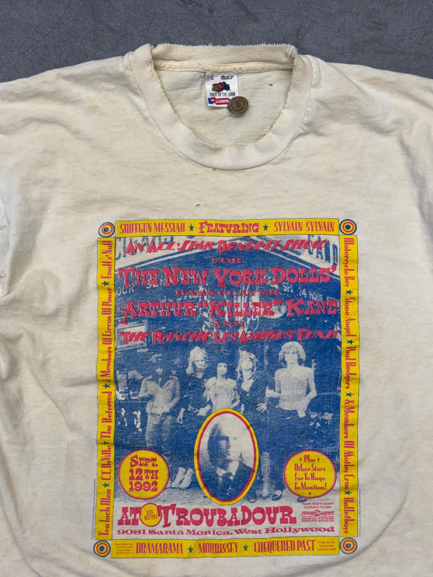 1992 THE NEW YORK DOLLS AT THE TROUBADOUR CONCERT TEE (FOTL TAG)
