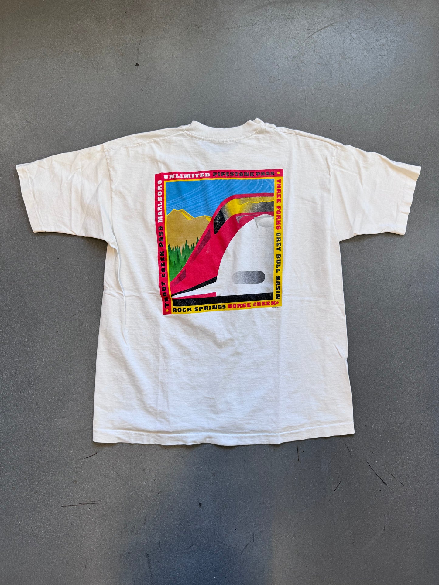 1996 MARLBORO UNLIMITED PIPESTONE PASS ROCK SPRINGS POCKET TEE (FOTL TAG)