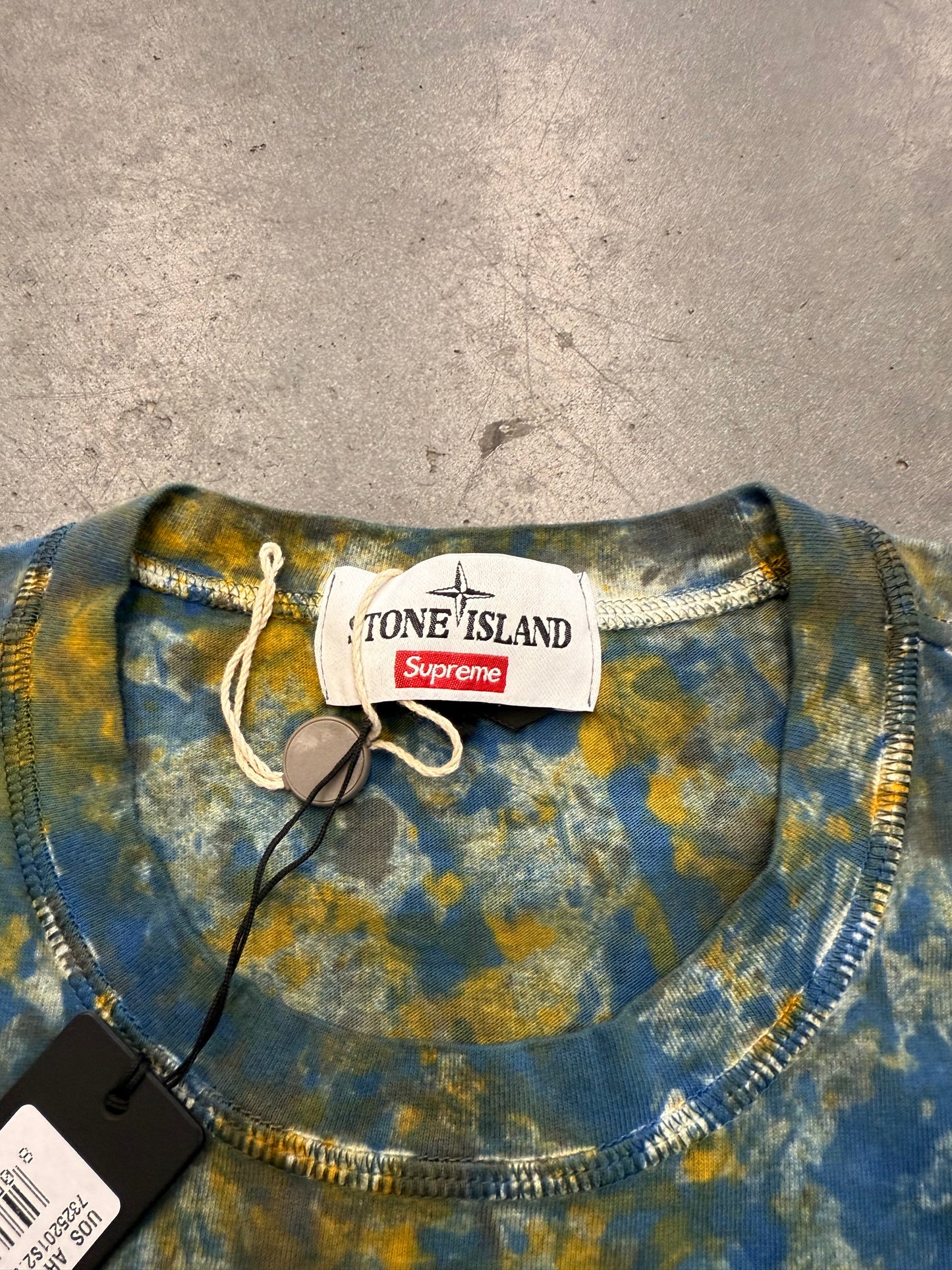 FW20 SUPREME STONE ISLAND EMBROIDERED LOGO S/S TOP - DARK BLUE (NWT)
