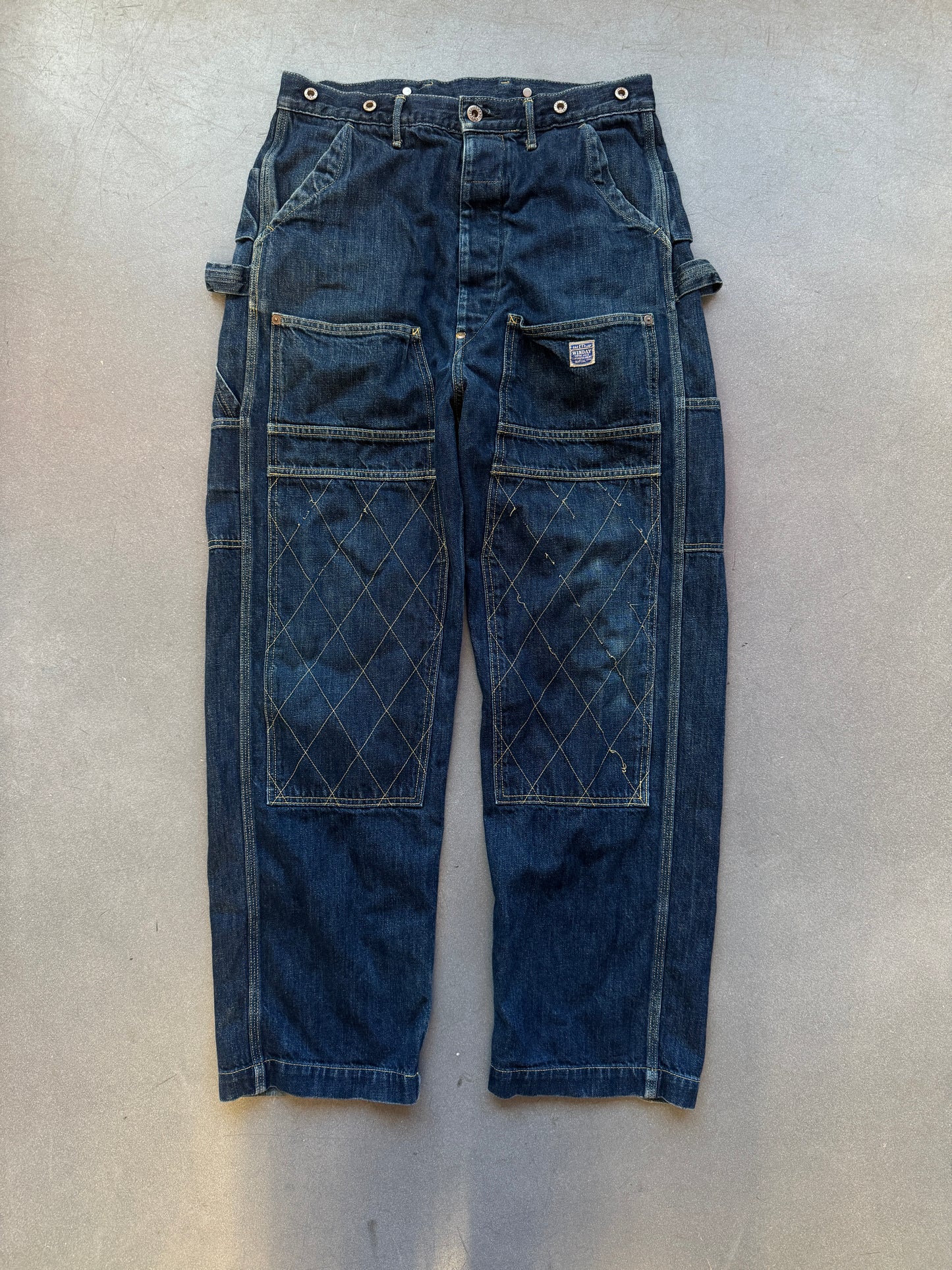 KAPITAL 11.5OZ DENIM DOUBLE KNEE LUMBAR PANTS INDIGO (2)