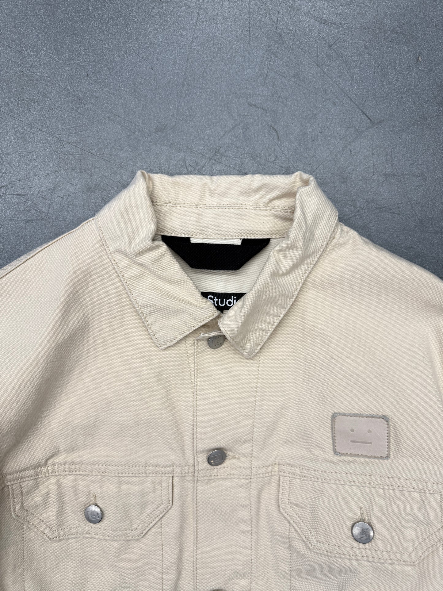 ACNE STUDIOS CANVAS JACKET IN OATMEAL MELANGE