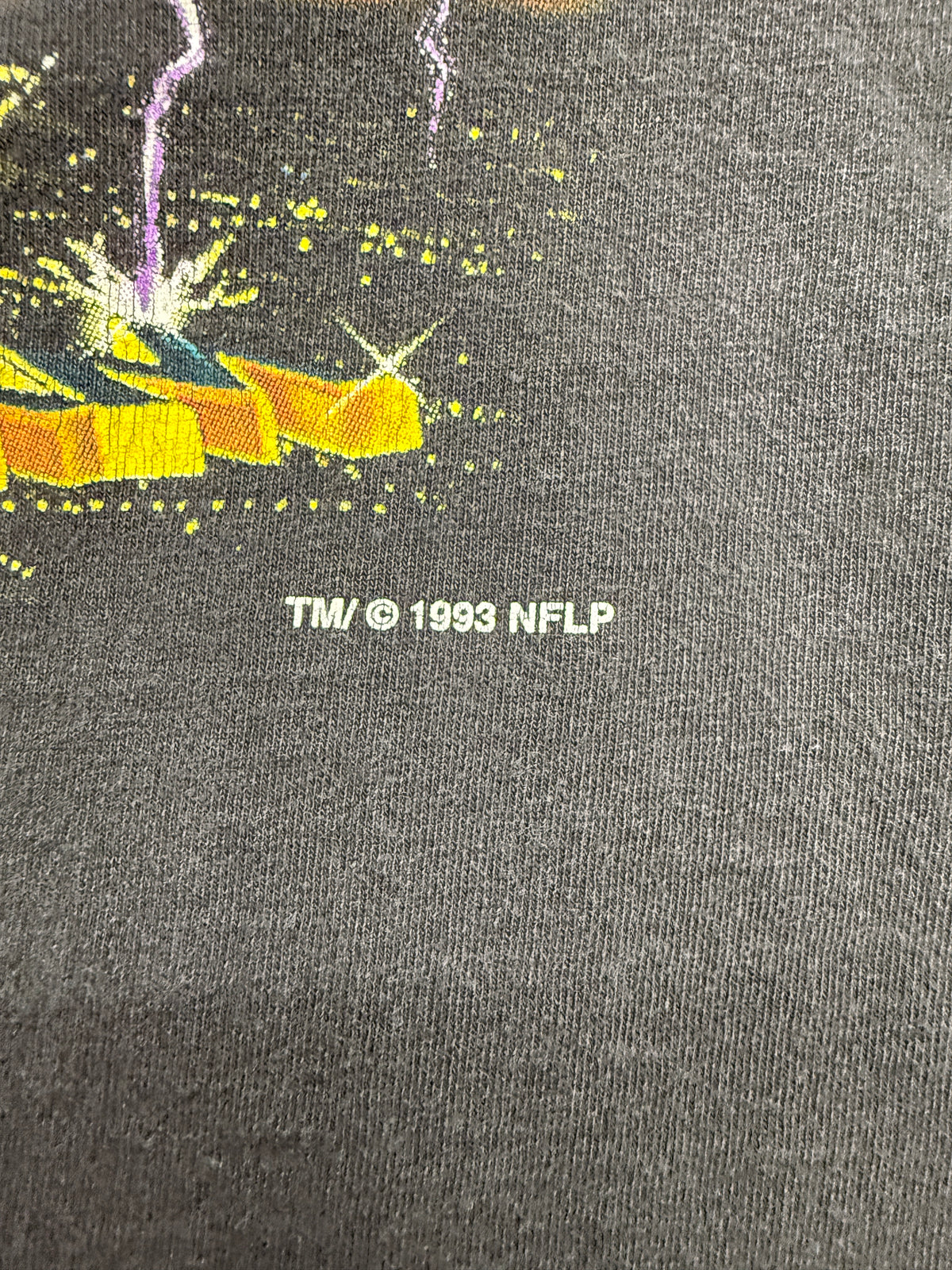 1993 MIAMI DOLPHINS "RIDING THE STORM" LIGHTNING TEE (SALEM TAG)
