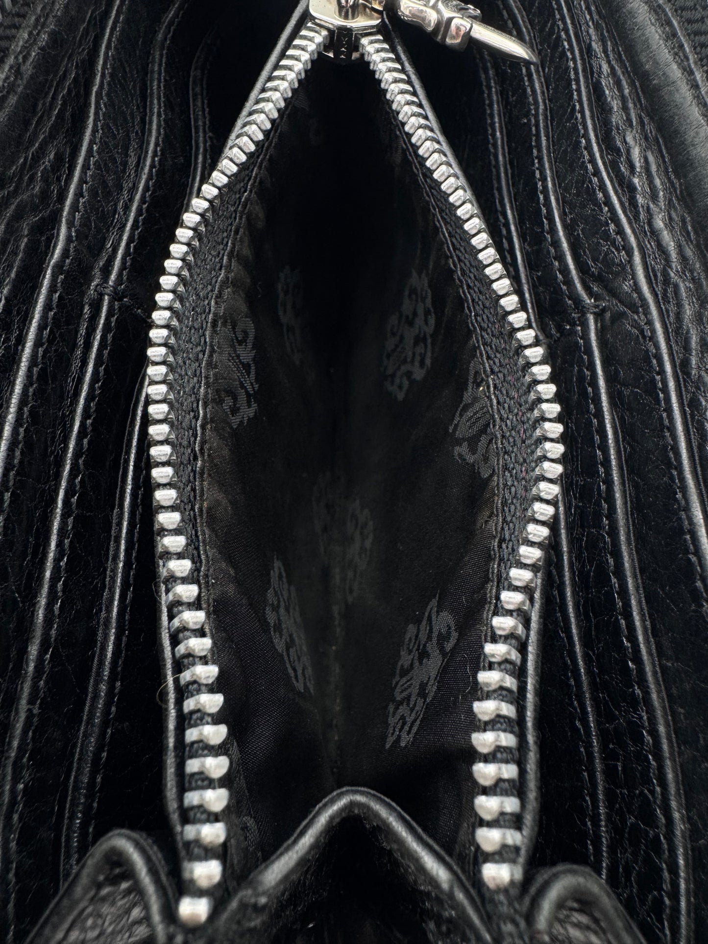 CHROME HEARTS FLEUR PATCH LEATHER LONG WALLET