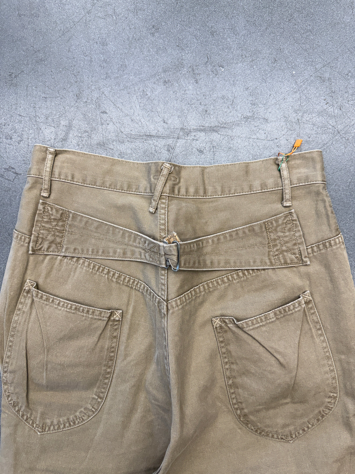 KAPITAL CHINO PANTS WITH BELT BUCKLE BACK KHAKI