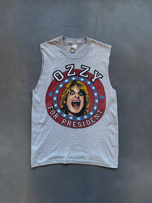 1984 OZZY OZBOURNE FOR PRESIDENT SLEEVELESS TEE (SCREEN STARS TAG)