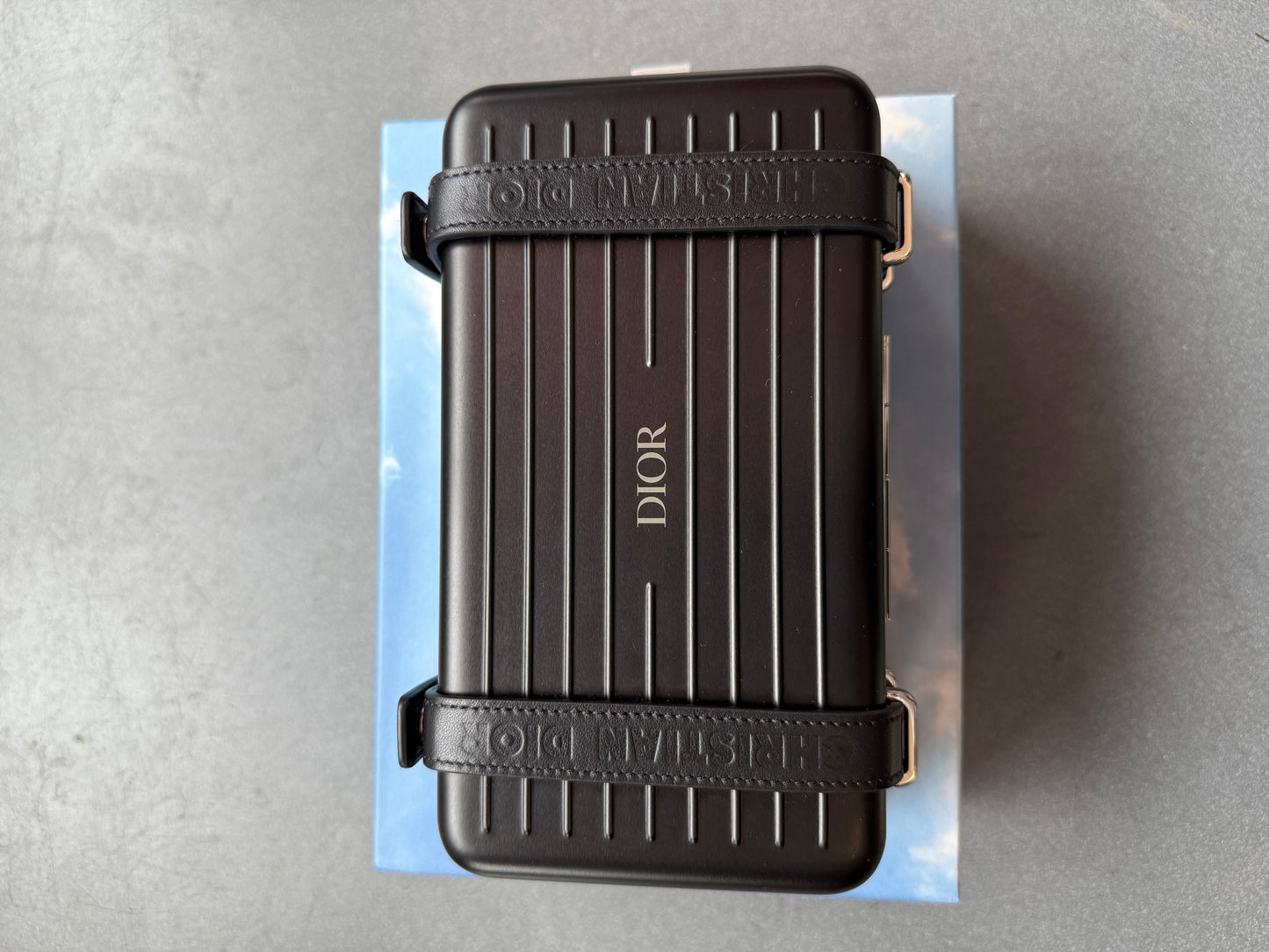 SS20 DIOR X RIMOWA PERSONAL CLUTCH ON STRAP - ALUMINUM BLACK (NEW WITH BOX) (TANIA)