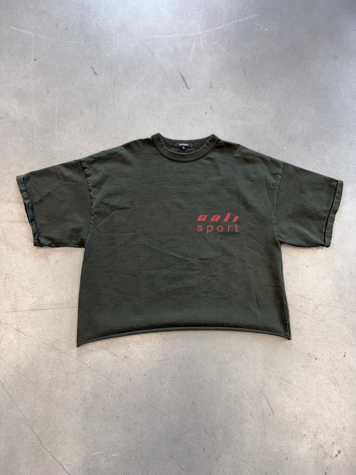 YEEZY SEASON 5 CALI SPORT TEE - GREEN (S) (CROPPED)