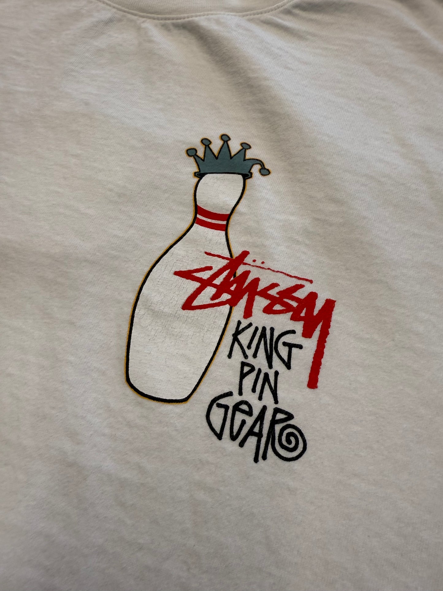 STUSSY KING PIN GEAR MULLET TEE - WHITE (XL)