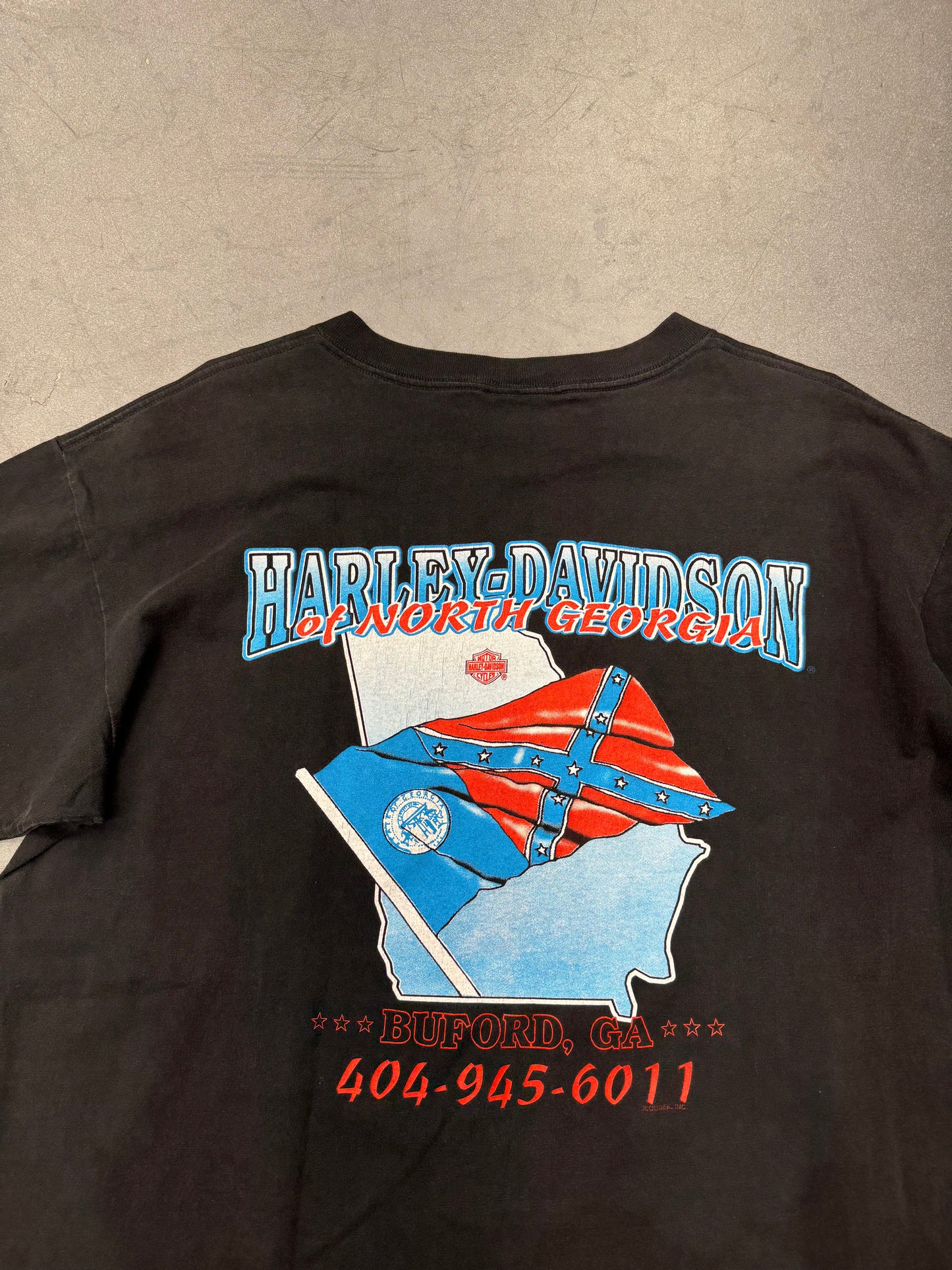 1994 HARLEY-DAVIDSON CHROME & STEEL BUFORD, GEORGIA TEE (HARLEY DAVIDSON TAG)
