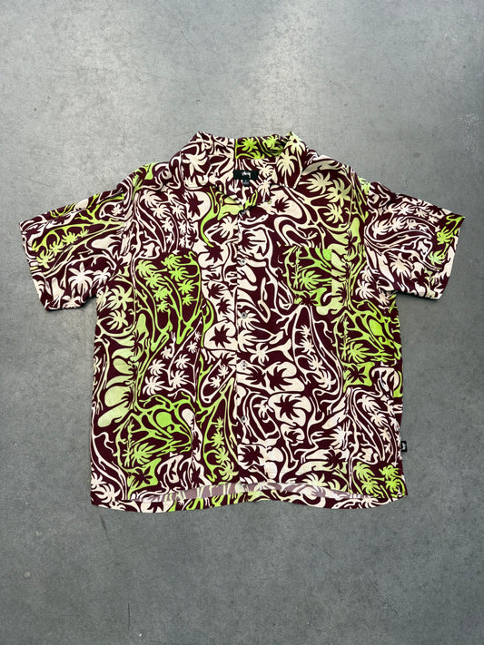 STUSSY PSYCHADELIC PALM TREE BUTTON UP SHIRT