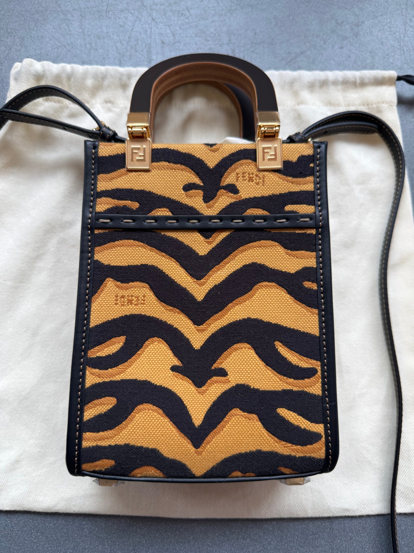 FENDI MINI SUNSHINE SHOPPER TOTE - TIGER (NEW WITH DUSTBAG) (TANIA)
