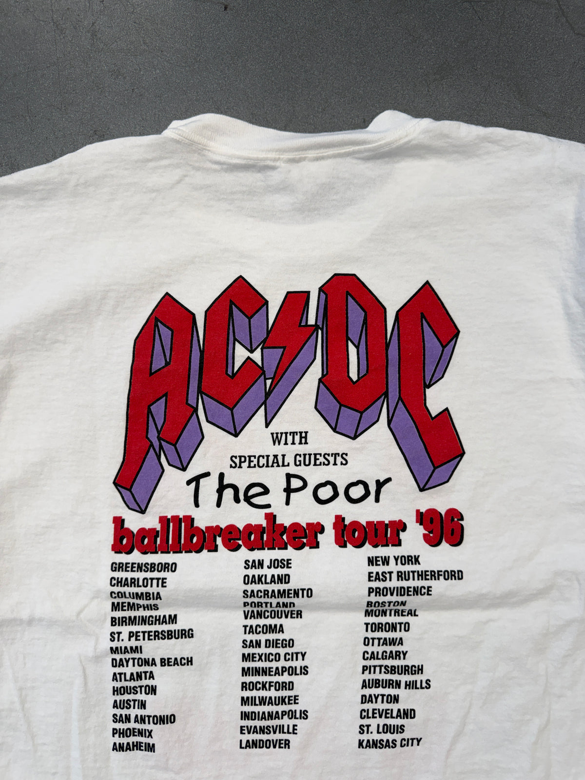 1996 AC/DC BALLBREAKER WORLD TOUR TEE ( RED/WHITE NIKE TAG)