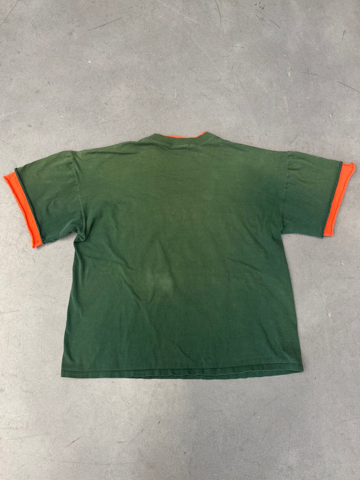 90S TEAM EDITION MIAMI HURRICANES "ESTABLISHED IN 1925" DOUBLE SLEEVE AND COLLAR TEE