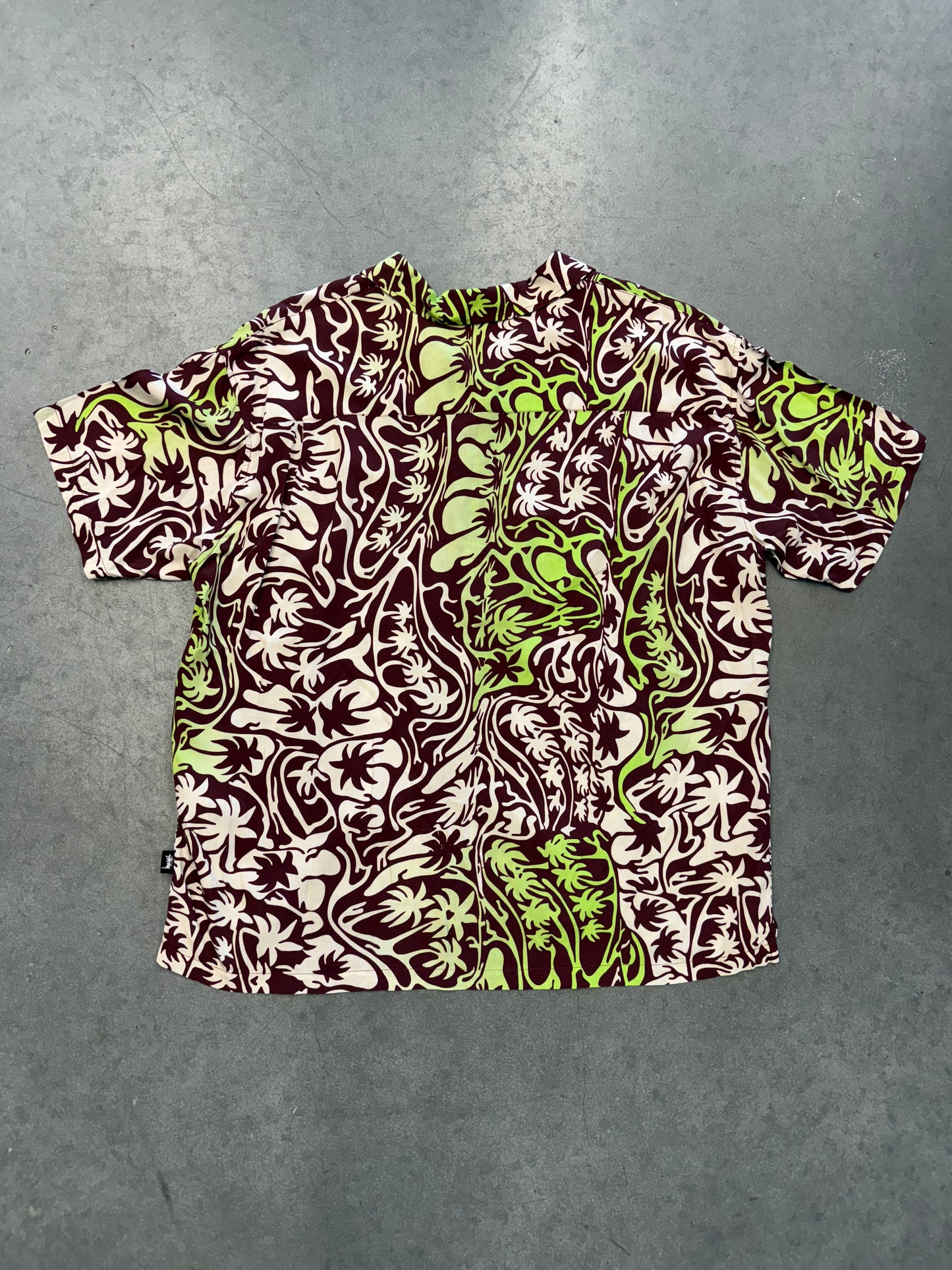 STUSSY PSYCHADELIC PALM TREE BUTTON UP SHIRT