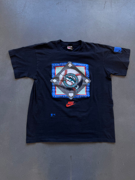 1991 FLORIDA MARLINS NIKE JUST DO IT BASE TEE (GREY NIKE TAG)