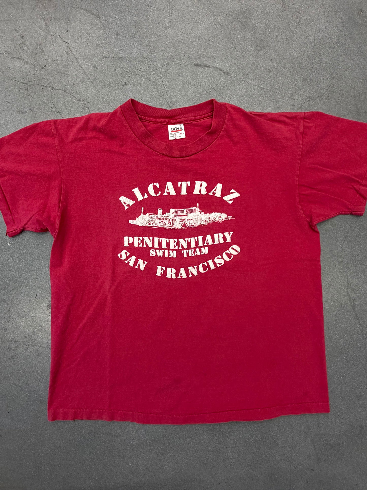 90S ALCATRAZ PENITENTIARY SWIM TEAM TEE (ANVIL TAG)