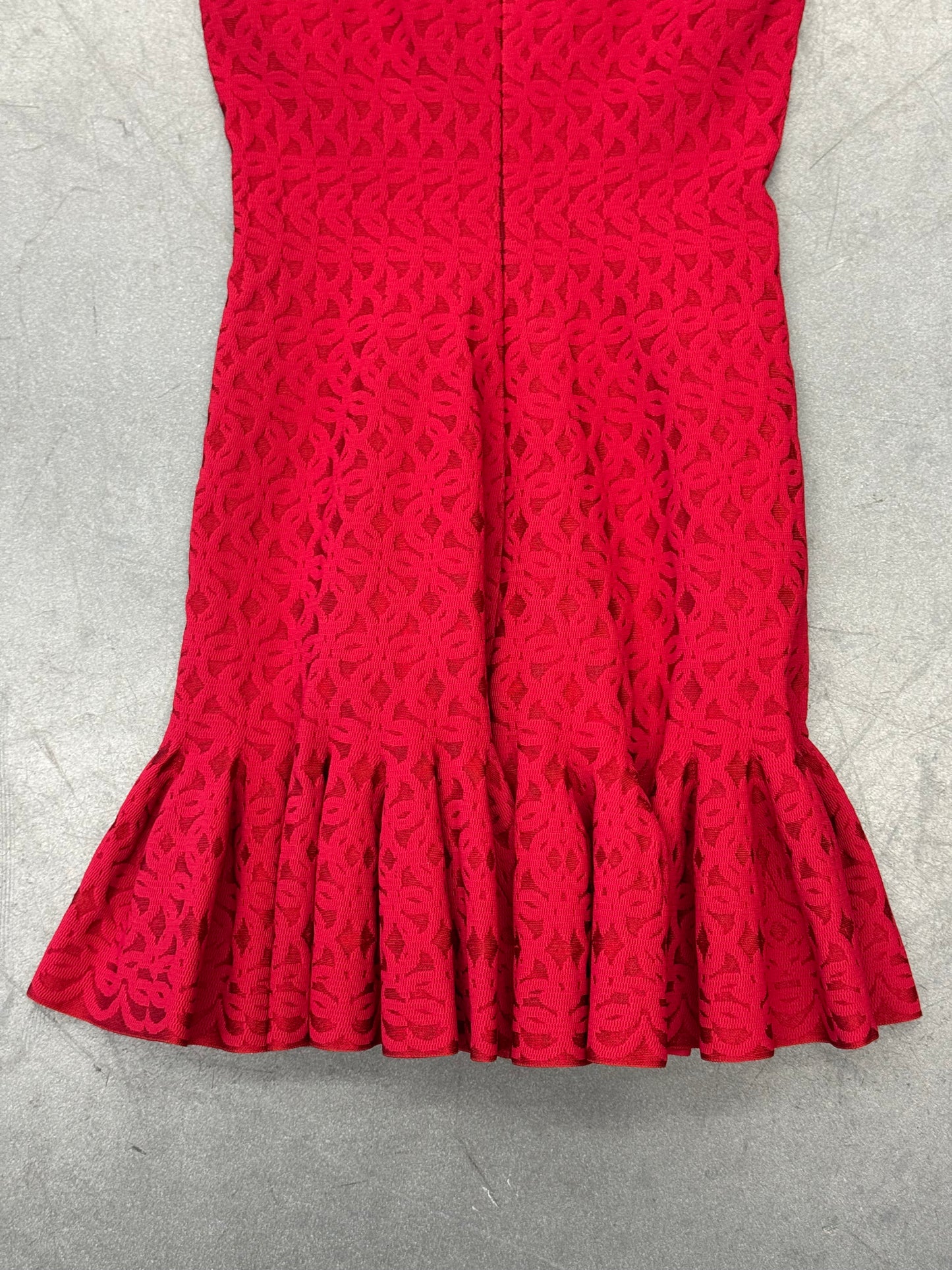 ALAIA JACQUARD SLEEVELESS DRESS - RED