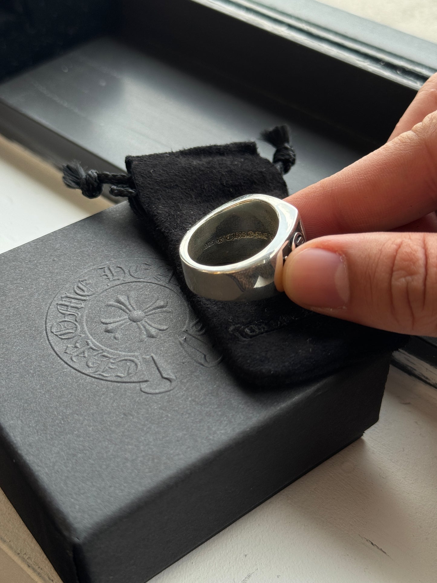 CHROME HEARTS DIAMOND CHAMPION SILVER RING 33 LARGE (SIZE 12) (36.1 GRAMS) (NEW)
