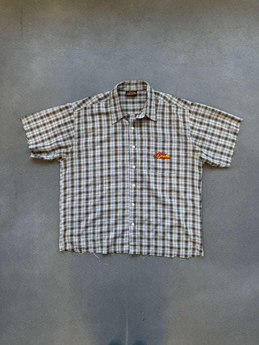 VINTAGE WORLD INDUSTRIES CUT FLANNEL BUTTON-UP SHIRT