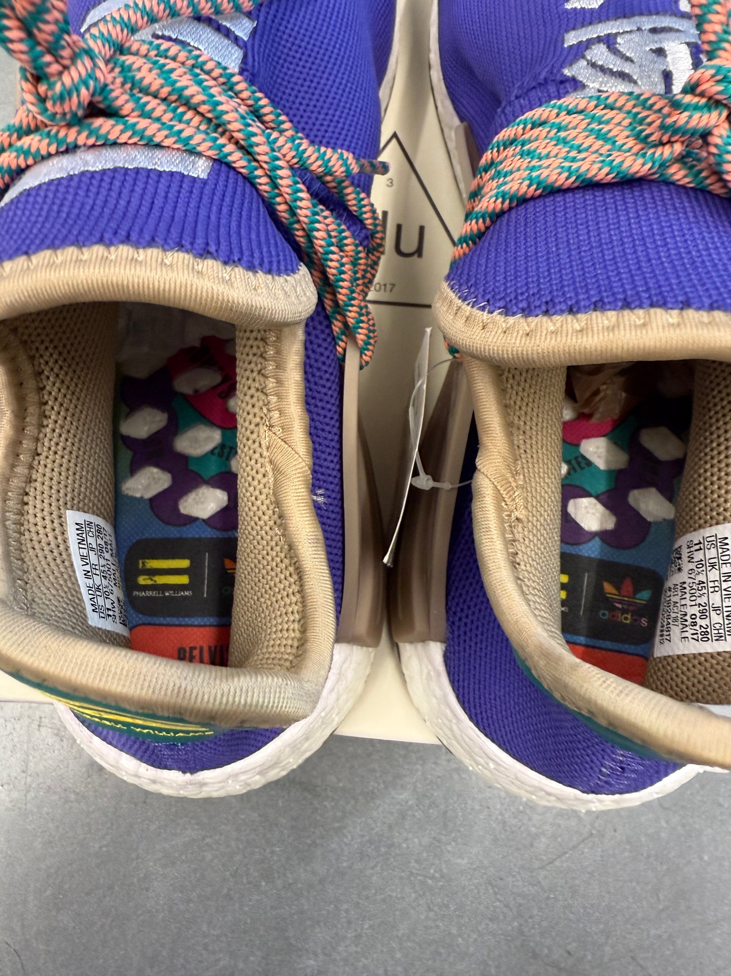 SIZE 11 ADIDAS NMD HUMAN RACE PHARRELL RESPIRA PURPLE (F&F) (BRAND NEW WITH BOX)