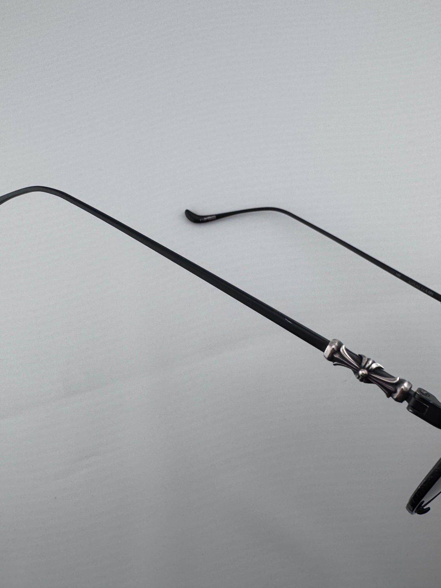 CHROME HEARTS ORALGAMI DOUBLE BRIDGE BLACK METAL SUNGLASSES (PRE-OWNED WITH CASE)