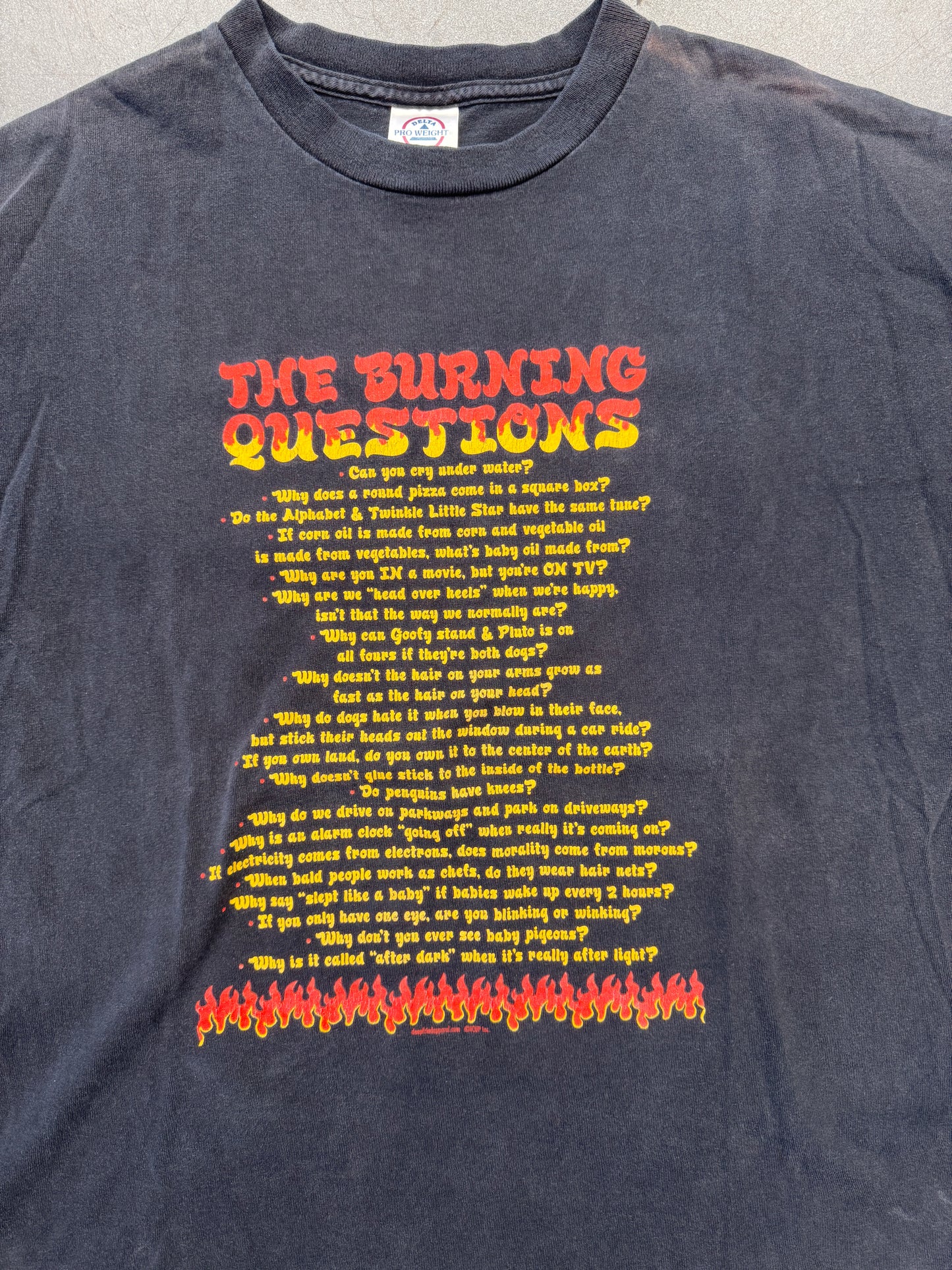 VINTAGE "THE BURNING QUESTIONS" TEE (DELTA TAG)