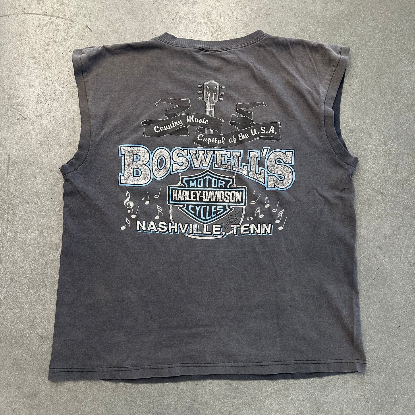 1995 HARLEY-DAVIDSON THE GREAT ESCAPE BOSWELL'S NASHVILLE, TENN BREAKTHROUGH CUT-OFF TEE