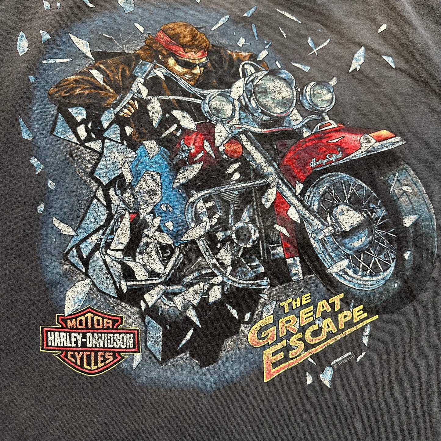 1995 HARLEY-DAVIDSON THE GREAT ESCAPE BOSWELL'S NASHVILLE, TENN BREAKTHROUGH CUT-OFF TEE